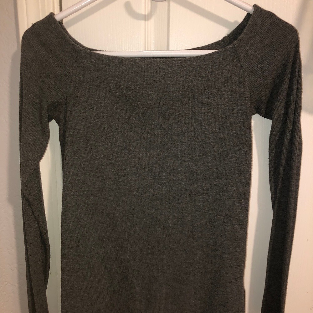 h&m grey off the shoulder top